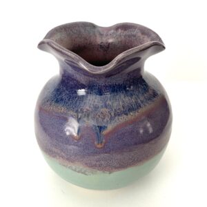 Ruffled Purple and Blue Globe Vase