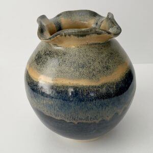 Ruffled Blue and Gold Vase