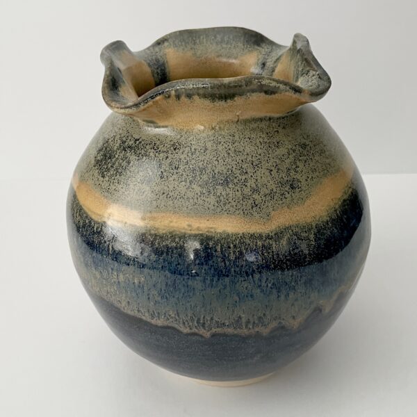 Ruffled Blue and Gold Vase