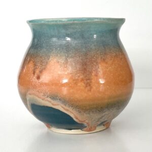 Blue and Orange Globe Vase