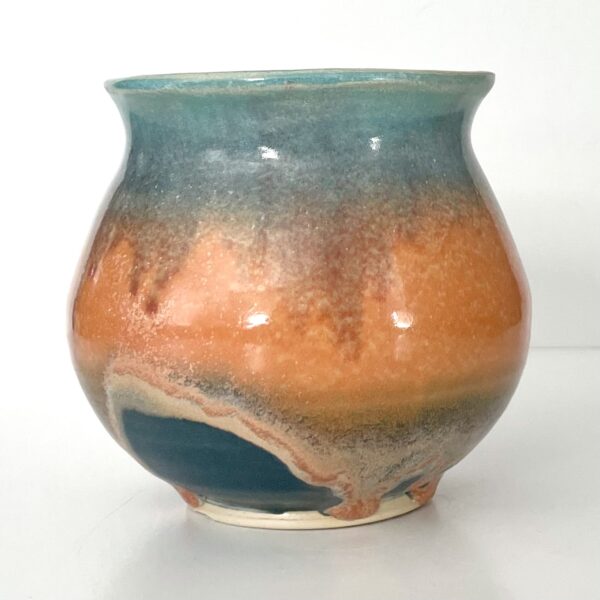 Blue and Orange Globe Vase