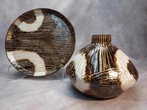 Pot & Tray in Stripes - each piece $125