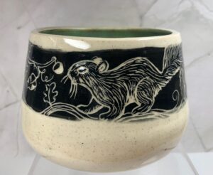 Black Sgraffito Squirrel Bowl #28