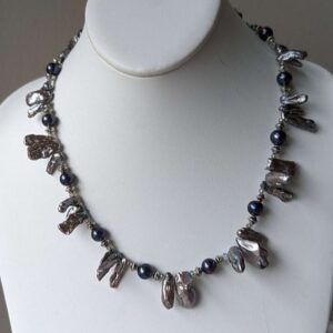 Gray Biwa pearl necklace