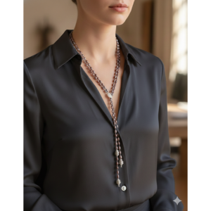 Peacock Pearl Lariat Necklace