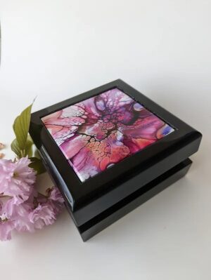 Small jewelry box with art tile