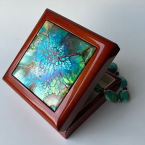 Small jewelry box with art tile