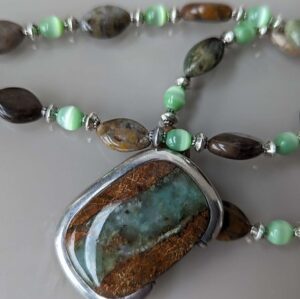 Jasper Necklace With Silver Pendant Jasper necklace with silver pendant