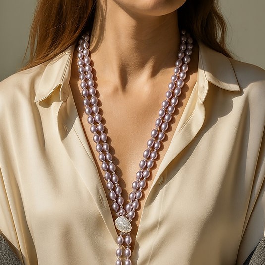 Convertable Lavender Pearl Lariat With Sterling Silver Clasp Convertable Lavender Pearl Lariat with Sterling Silver Clasp