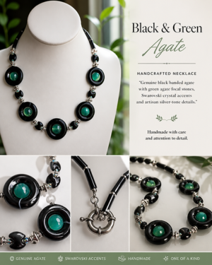Black And Green Agate Necklace Black and Green Agate Necklace